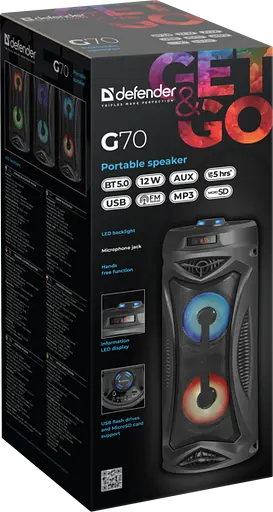 Портативна акустика Defender G70 12Вт, Black (65171) - фото 5