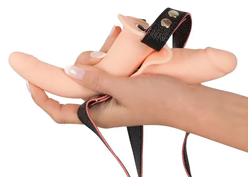 Двойной страпон Vibrating Double Strap-On 15.7 см телесный - фото 4
