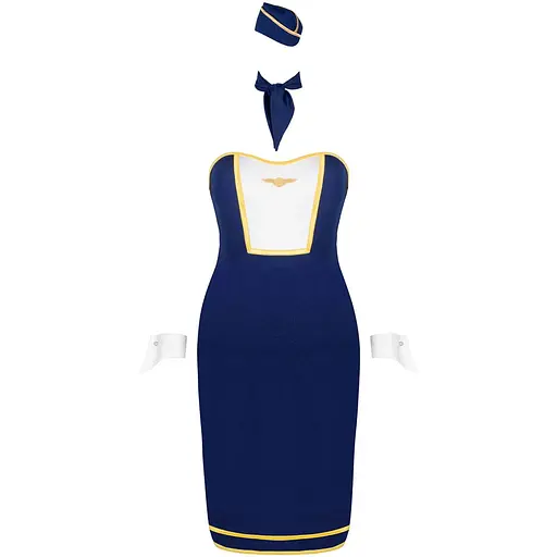 Эротический костюм стюардессы Obsessive Stewardess uniform M/L, blue - фото 3