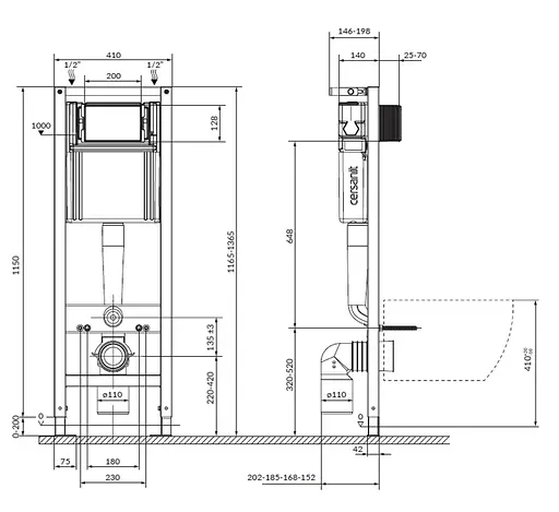 Комплект инсталляция Cersanit System 40 + унитаз Cersanit Mito Red 411 с сиденьем полипропилен и белой клавишей Enter S701-788 - фото 5