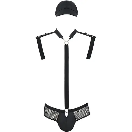 Комплект эротического мужского белья Passion 038 Set John L/XL Black, боди, кепка - фото 3