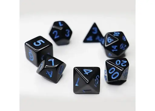 Набір кубиків Opaque 7 Dice Set - Black (w-blue) , 7 шт. (g7dopaq12) - фото 2