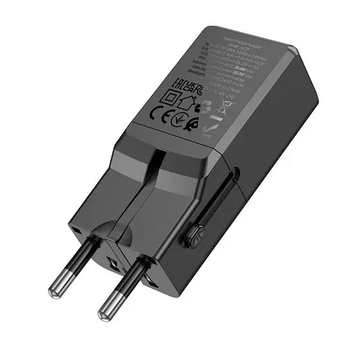 Мережевий зарядний пристрій Hoco AC25 Mini single port PD30W universal travel charger чорний - фото 1