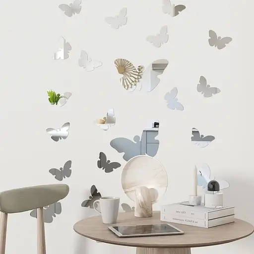 Дзеркальний декор Wall Sticker SW-00002521 акриловий самоклеючий Метелики 25 шт. срібло - фото 5