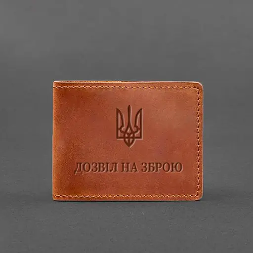 Кожаная обложка для разрешения на оружие светло-коричневая Crazy Horse - фото 6