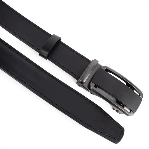 Ремінь шкіряний чоловічий чорний на автоматі SF-3421 (135 см) - фото 3