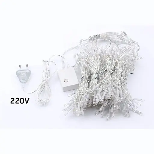 Гирлянда штора Водопад 3х2.6 м 320 LED (прозрачный шнур с переходником) Золотистый свет - фото 5