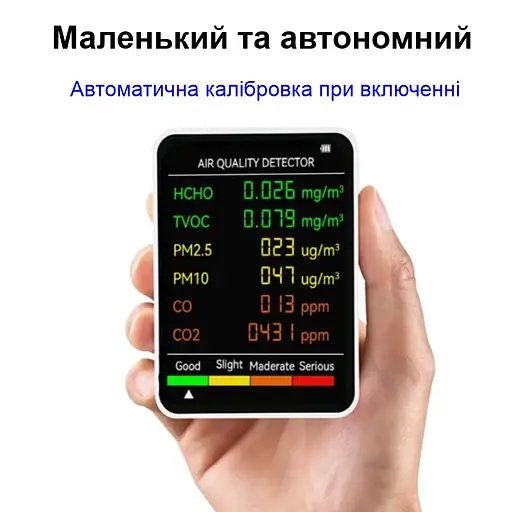 Датчик аналізатор якості повітря за 6 параметрами Nectronix M8, з акумулятором (101137) - фото 2
