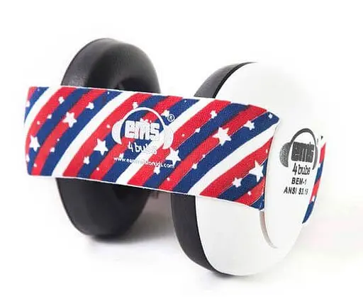 Дитячі протишумні навушники EMS от 0 до 18 мес 4 Bubs, Червоно-синя смужка, Білий (943-02)