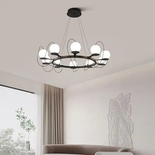 Люстра у формі кільця Hubble Bubble Ø 80 см | Line F | Арт. D8345-800-10 BK - фото 1