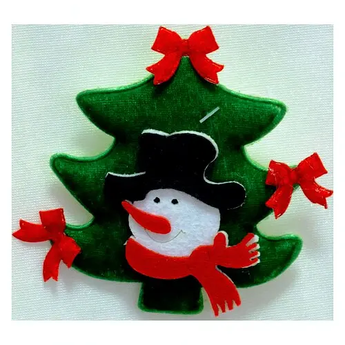 Брошка Ялинка зі сніговиком - фото 1