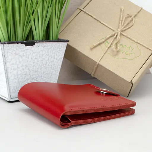 Гаманець жіночий маленький шкіряний на кнопці Handycover HC0042 червоний - фото 3