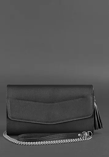 Шкіряна жіноча сумка Еліс чорна - фото 3