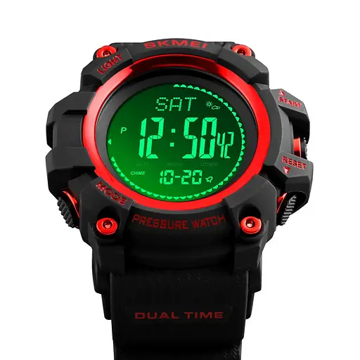 Чоловічий годинник з барометром Skmei 1358 processor (Червоний) - фото 5