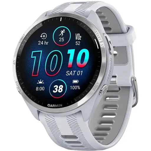 Спортивний годинник Garmin Forerunner 965 Titanium Bezel w. Whiteston Case and Whiteston/Powder Gray S. Band (010-02809-01/11)