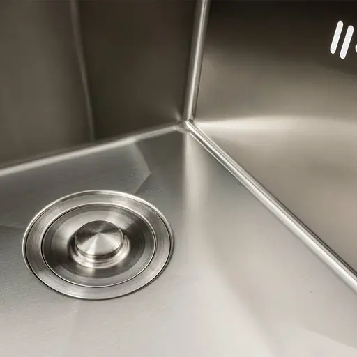 Кухонная мойка нержавейка 58x48 L Platinum Handmade (два отверстия, круглый сифон 3,0/0,8), Нержавеющая сталь - фото 3