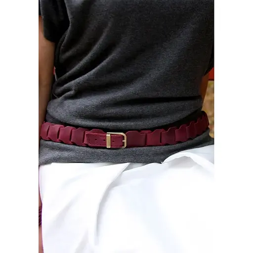 Женский кожаный бохо-ремень BlankNot бордовый - фото 8