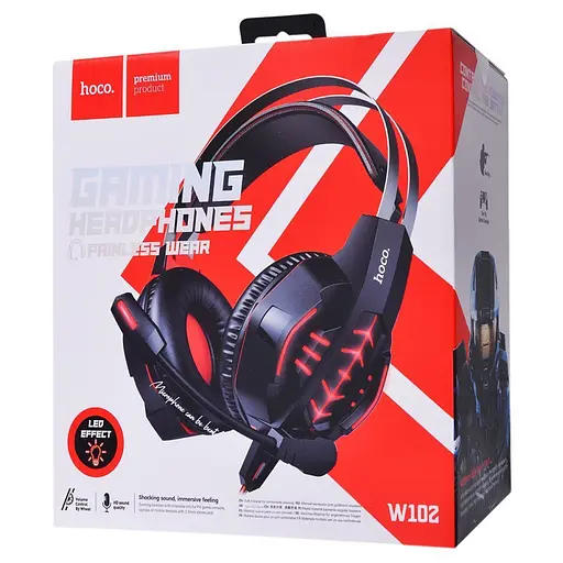 Ігрові накладні навушники Hoco W102 Cool, USB, 3.5mm, 2m, Червоний - фото 8