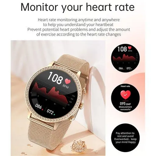 Розумний жіночий наручний смарт годинник Smart IQ Girl (Gold) - фото 7