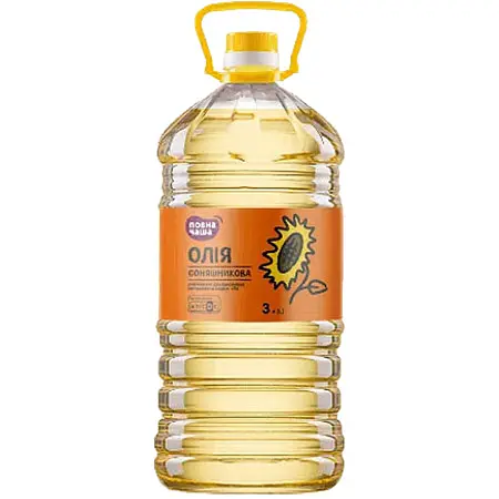 Уценка. Масло подсолнечное Повна Чаша рафинированное 3 л - фото 1