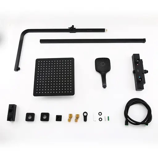 Душова система Gappo G2417-60 термостат, вилив - перемикач на лійку, Чорний матовий - фото 8