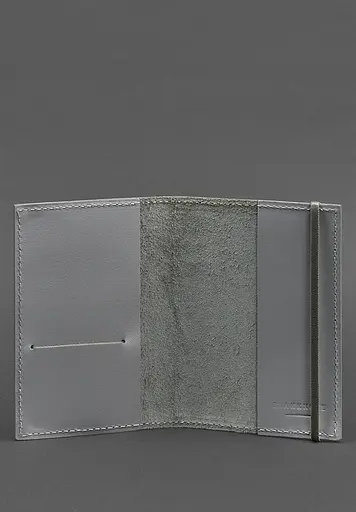 Кожаная обложка для паспорта 1.0 серая - фото 4