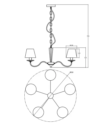 Люстра Edlin PL321167-5 Moren E14 5x12W IP20 латунний - фото 3