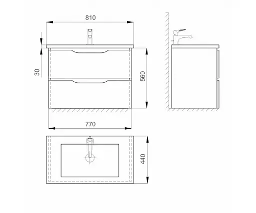Тумба підвісна Sanwerk Ліга Air 80 мессина з умивальником Idea (MV0000862) - фото 4