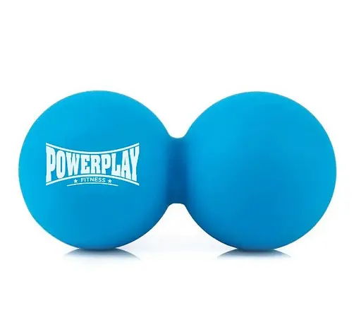 Масажний силіконовий подвійний м'яч PowerPlay PP-4355 Silicone Lacrosse Peanut Ball (6.4*12.7 см Синій (PP-4355_Blue) - фото 1