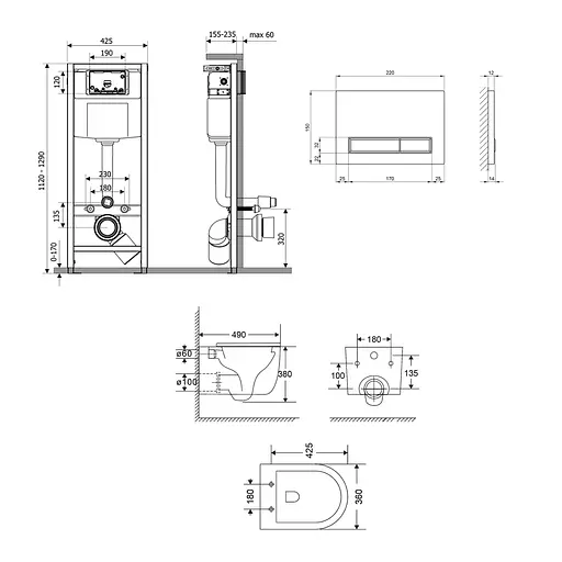 Подвесной унитаз Qtap Taurus Ultra Quiet + инсталляция Qtap Nest 4 в 1 (линейная клавиша Black mat), Белый - фото 2