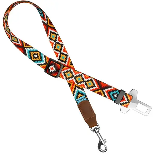 Ремінь автомобільний для кріплення собак  Barksi гуцульський помаранчевий - фото 1