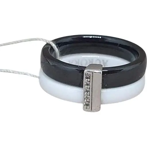 Серебряное кольцо Aurora с керамикой и фианитами. С1104ЧБ