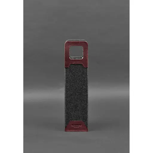 Чехол для вина BlankNote Crazy Horse 1.0 из фетра с кожаными вставками бордовый - фото 2