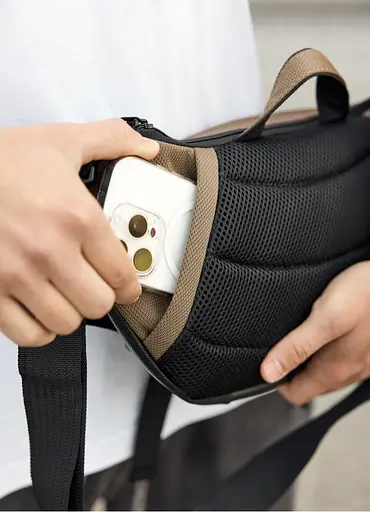 Большая мужская сумка бананка Sambag DynamicDart орех 38 × 21 × 7 см (80411119m) - фото 8