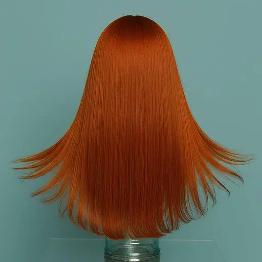 Парик аниме прямые волосы 70 см длинная челка женская рыжая - фото 2