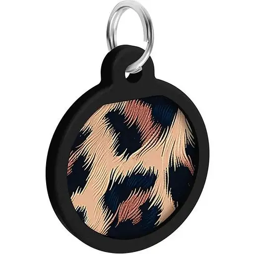 Адресник для собак і котів металевий WAUDOG Smart ID з QR паспортом малюнок Леопард коло Д 25 мм - фото 6