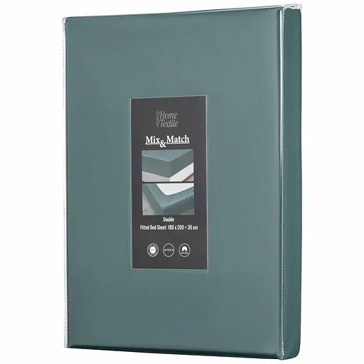 Простирадло на резинці Ardesto Mix&Match Premium, 180x200+30см, 100% бавовна, сатин, зелений (ART1820FSE) - фото 1