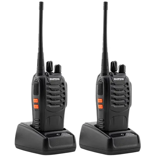 Комплект двох портативних тактичних рацій Baofeng BF-888S 2W з гарнітурою  на 16 каналів UHF400-470 МГц (18837) - фото 1