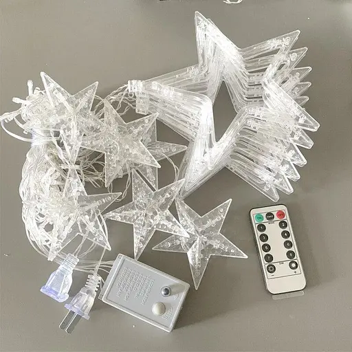 Светодиодная комнатная гирлянда штора Sun Lamp Ясные Звезды 138 led с пультом управления 220v гирлянда для штор - фото 2