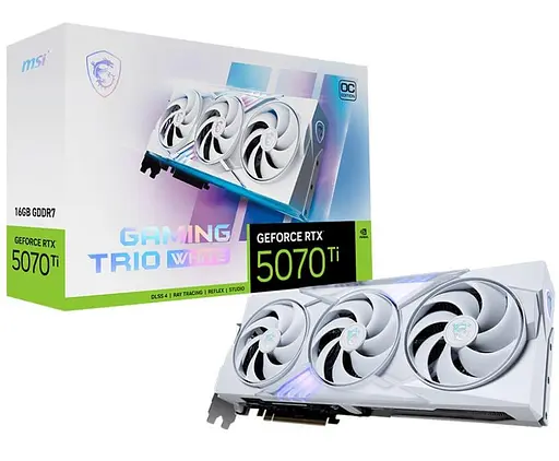 Видеокарта MSI RTX 5070 Ti 16G GAMING TRIO OC WHITE (RTX 5070 Ti 16G GAMING TRIO OC WHITE) (GDDR7, 256 bit, PCI-E v5.0 x16) - фото 7
