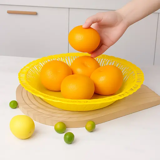 Фруктовниця пластикова кругла тарілка підставка для фруктів Ø 28 см, Господар Жовтий 87874 - фото 1