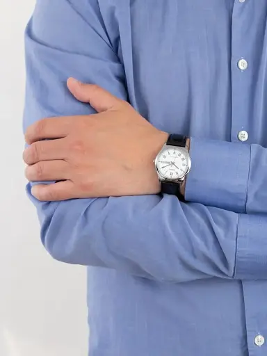 Чоловічі кварцові годинники наручні з шкіряним ремінцем оригінал Casio MTP-V006L-7BUDF (модуль №1333) - фото 3