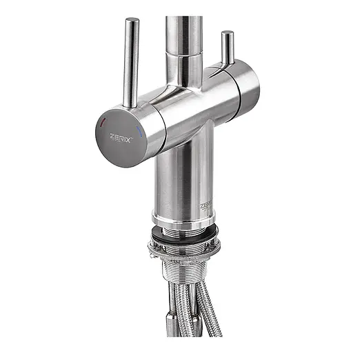 Змішувач для кухні на дві води з висувним виливом Zerix LUX-024 ZX5555 Нержавіюча сталь - фото 5