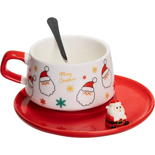 Чашка для латте-арту порцелянова Merry Christmas 250 мл з блюдцем  FM-CS-10A - фото 2