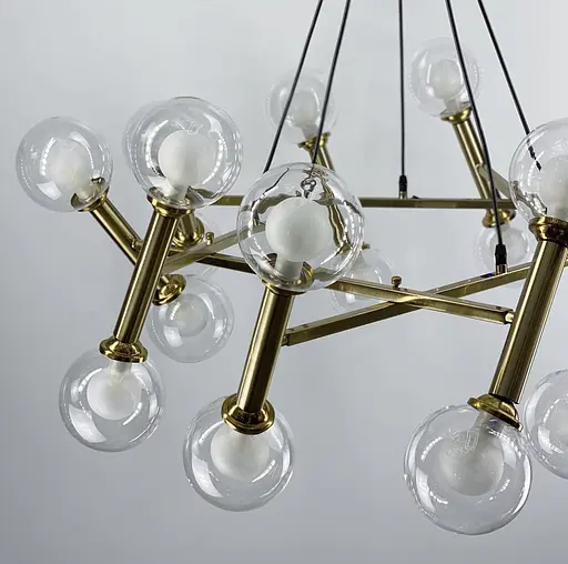 Сучасний світильник з регулюючими ріжками з плафоном з подвійного скла Line.F Колір корпусу Латунь - фото 2