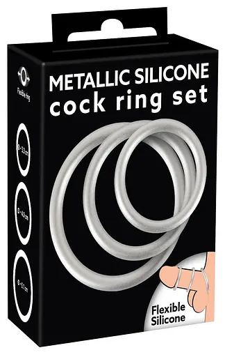 Набор эрекционных колец You2Toys Metallic Cock Ring Set 3 шт. серебристый - фото 2