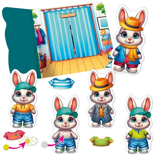 Игра развивающая с липучками "Зайчик" VT1320-04, 10 элементов одежды - фото 2