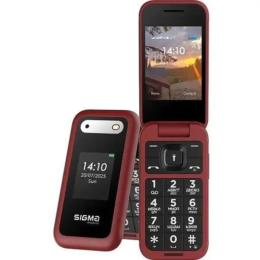 Мобильный телефон Sigma mobile X-style 281 Clik, Red, 2 Mini-SIM, дисплей 2.8" (240х320) + 1.77" (128x160), раскладушка, SC6531E - фото 1