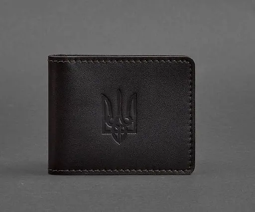 Кожаная обложка для удостоверения с гербом темно-коричневая - фото 1