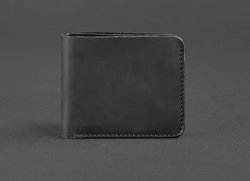 Мужской кожаный портмоне 4.1 (4 кармана) черный Crazy Horse - фото 1